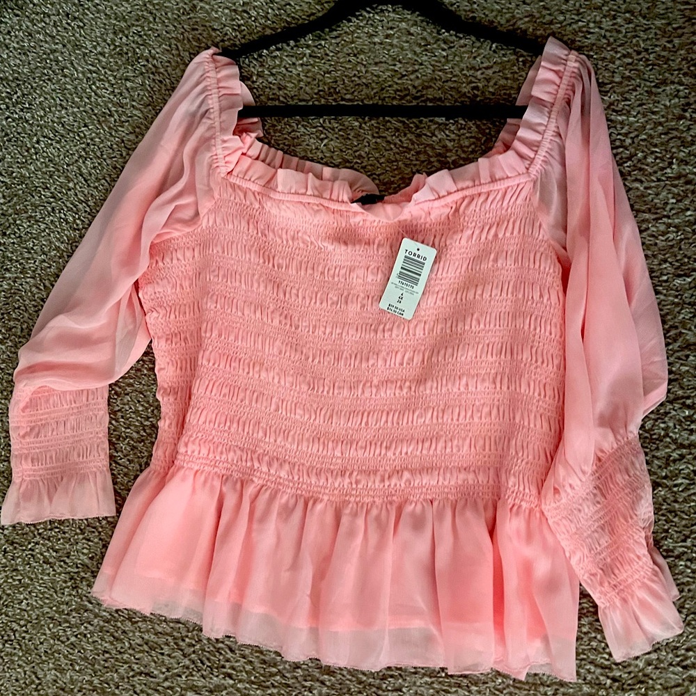 Pink plus size off the shoulder top